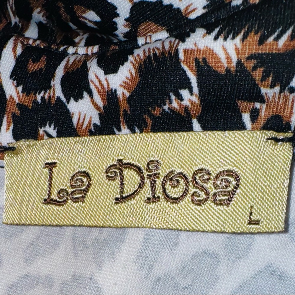 La Diosa Bodycon Sheath Leopard Print Cold Shoulder Dress Large EUC - Picture 10 of 10